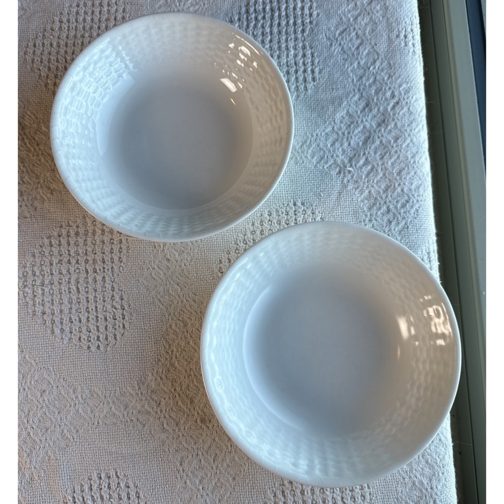 Wedgwood Nantucket Basketweave Coupe Cereal Bowls 7" Set of 2 Vintage READ